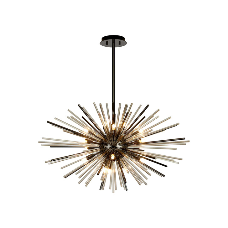 Idolite Ohird 75cm Black Chrome And Cognac 18 Light Horizontal Sputnik Glass Pendant Light