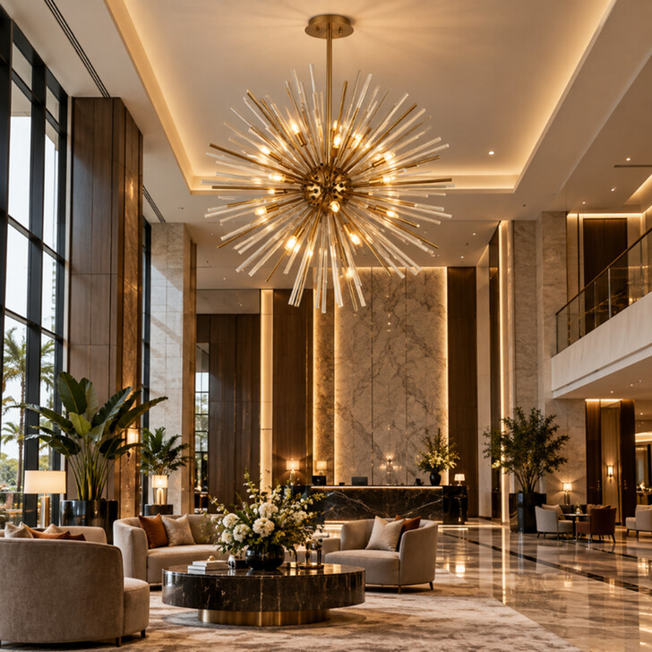 Idolite Ohird 75cm Brass Chrome And Cognac 18 Light Sputnik Glass Pendant Light