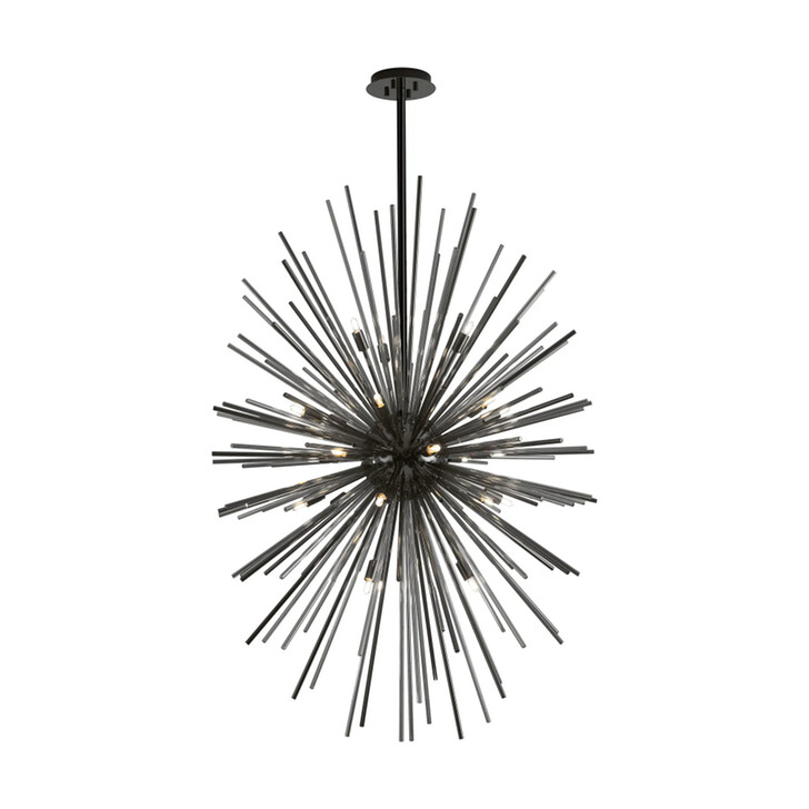 Idolite Ohird 80cm Black Chrome And Smoke 24 Light Vertical  Sputnik Glass Pendant Light