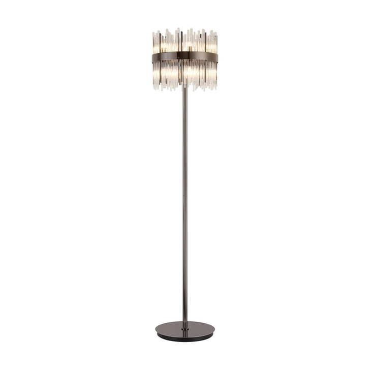 Idolite Ohird Black Chrome And Clear 10 Light Floor Lamp - Switched