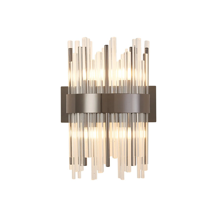 Idolite Ohird Black Chrome And Clear 4 Light Glass Wall Light