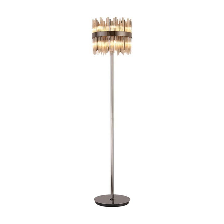 Idolite Ohird Black Chrome And Cognac 10 Light Floor Lamp - Switched