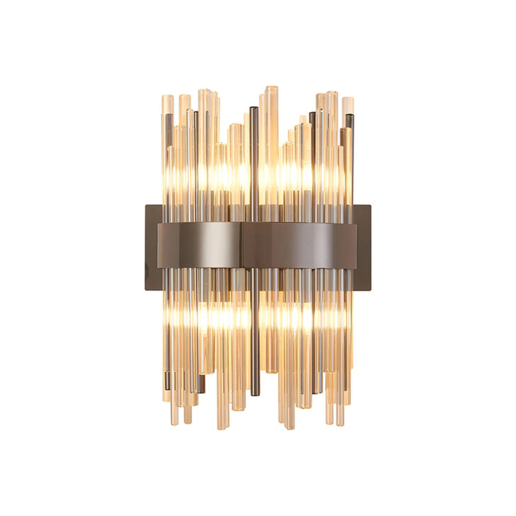 Idolite Ohird Black Chrome And Cognac 4 Light Glass Wall Light
