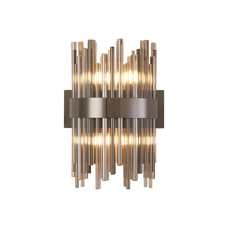 Idolite Ohird Black Chrome And Cognac 4 Light Glass Wall Light
