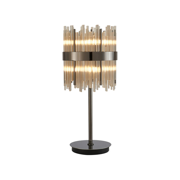 Idolite Ohird Black Chrome And Cognac 6 Light Table Lamp - Switched