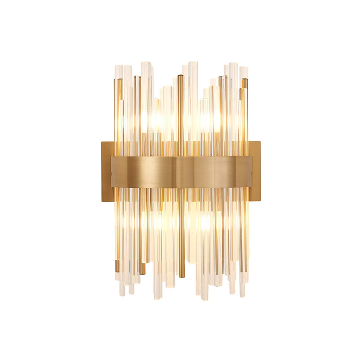 Idolite Ohird Brass And Clear 4 Light Glass Wall Light