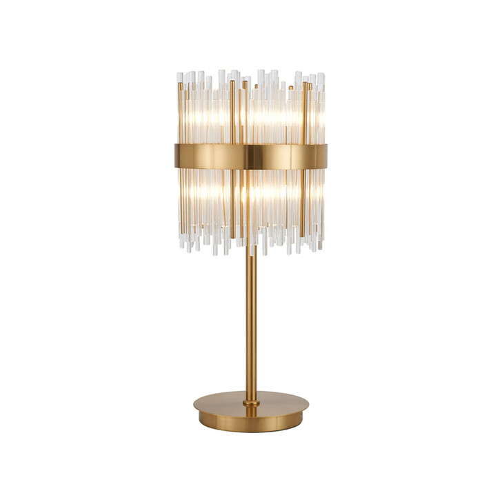 Idolite Ohird Brass And Clear 6 Light Table Lamp - Switched