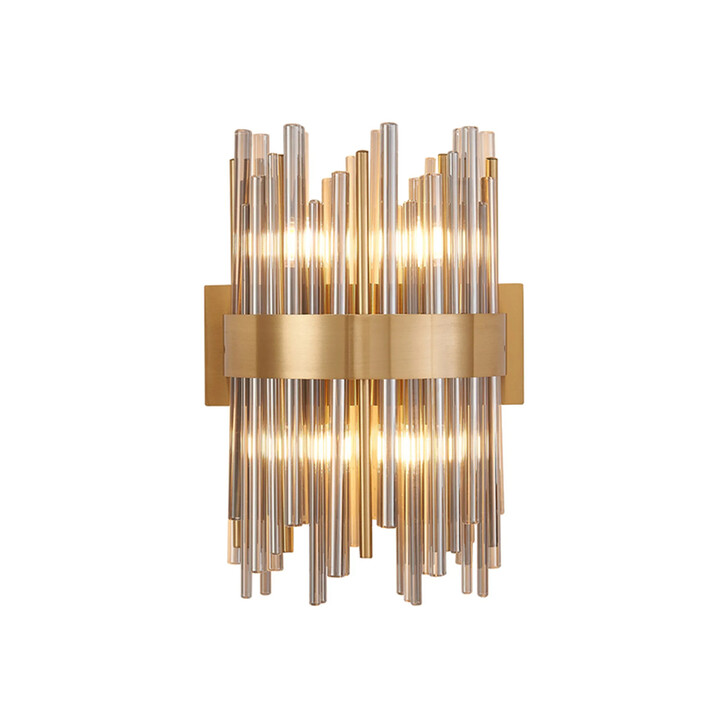 Idolite Ohird Brass And Cognac 4 Light Glass Wall Light