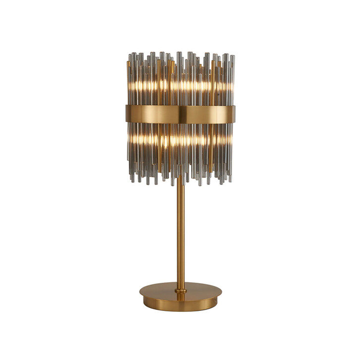 Idolite Ohird Brass And Smoked 6 Light Table Lamp - Switched