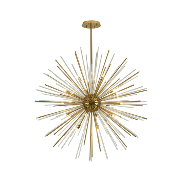 Idolite Ohird Large 110cm Brass Chrome And Clear 18 Light Sputnik Glass Pendant Light