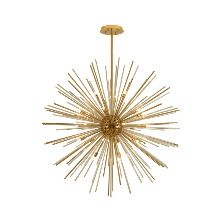 Idolite Ohird Large 110cm Brass Chrome And Cognac 18 Light Sputnik Glass Pendant Light
