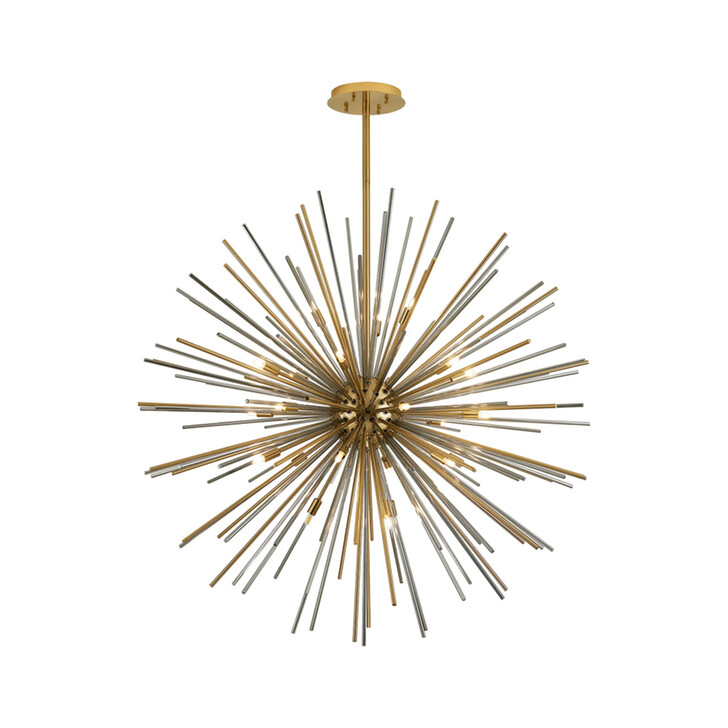 Idolite Ohird Large 110cm Brass Chrome And Smoke 18 Light Sputnik Glass Pendant Light