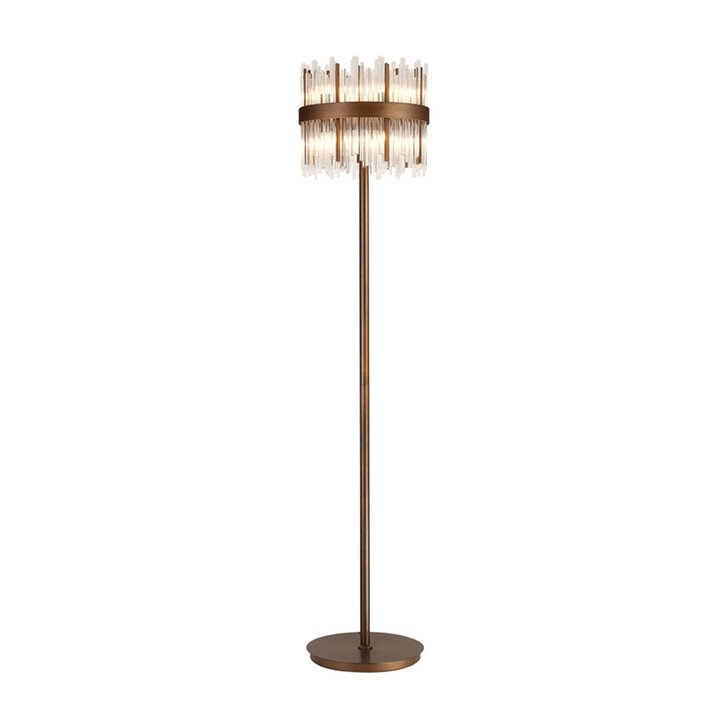 Idolite Ohird Painted Matt Bronze And Clear 10 Light Floor Lamp - Switched