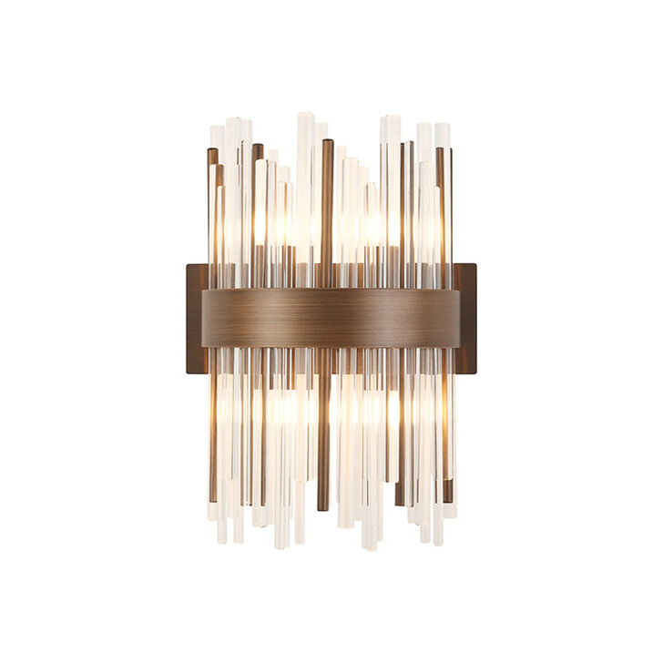 Idolite Ohird Painted Matt Bronze And Clear 4 Light Glass Wall Light