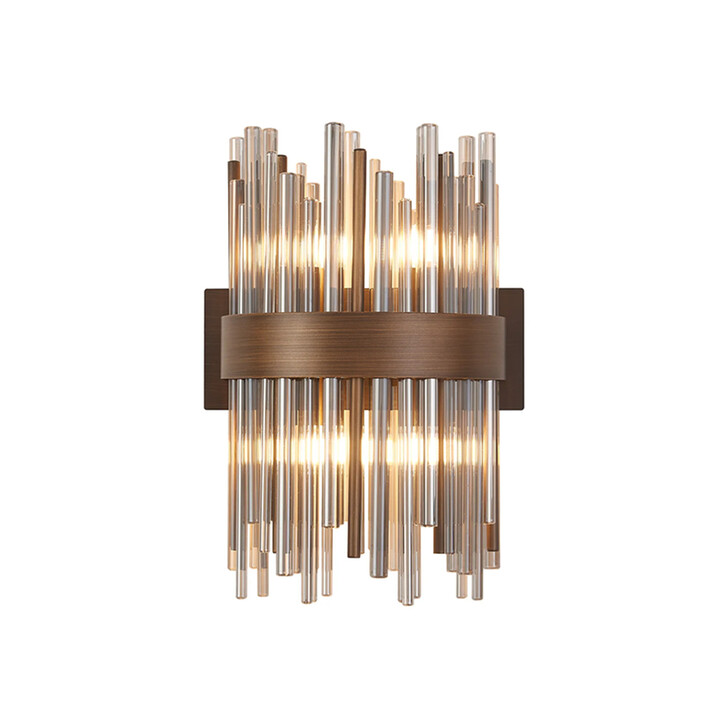 Idolite Ohird Painted Matt Bronze And Cognac 4 Light Glass Wall Light