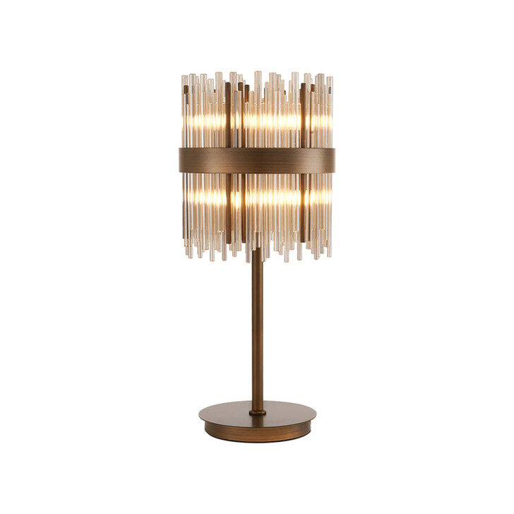 Idolite Ohird Painted Matt Bronze And Cognac 6 Light Table Lamp - Switched