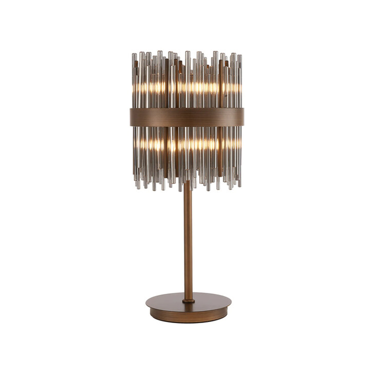 Idolite Ohird Painted Matt Bronze And Cognac 6 Light Table Lamp - Switched