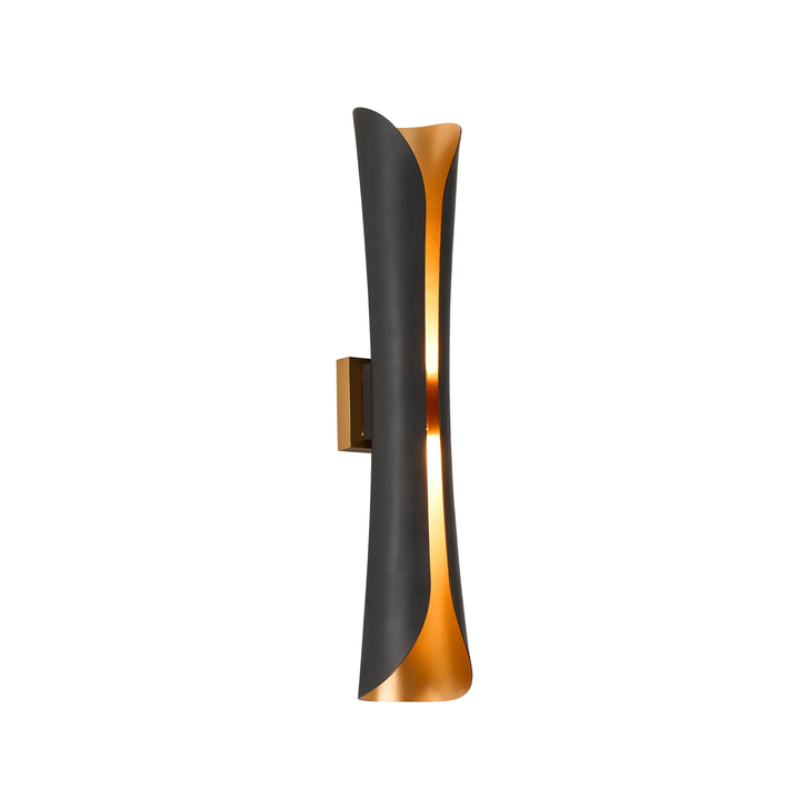 Idolite Orchid Modern Large Black/Gold Outdoor Up And Down Led Wall Light - 3000K - IP65