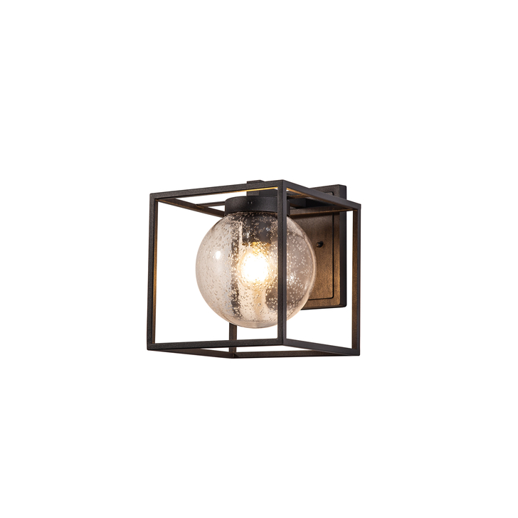 Idolite Pagon Anthracite Exterior Wall Light Complete With Clear Seeded Glass - IP54