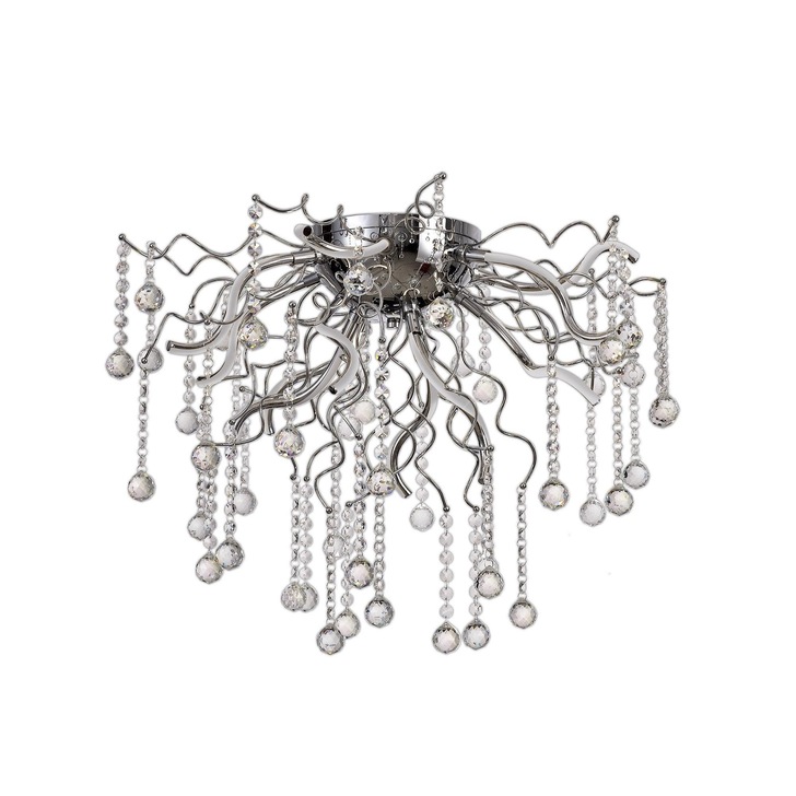 Idolite Pamir Polished Chrome Finish 12 Light LED Semi Flush Crystal Ceiling Light - 3000K