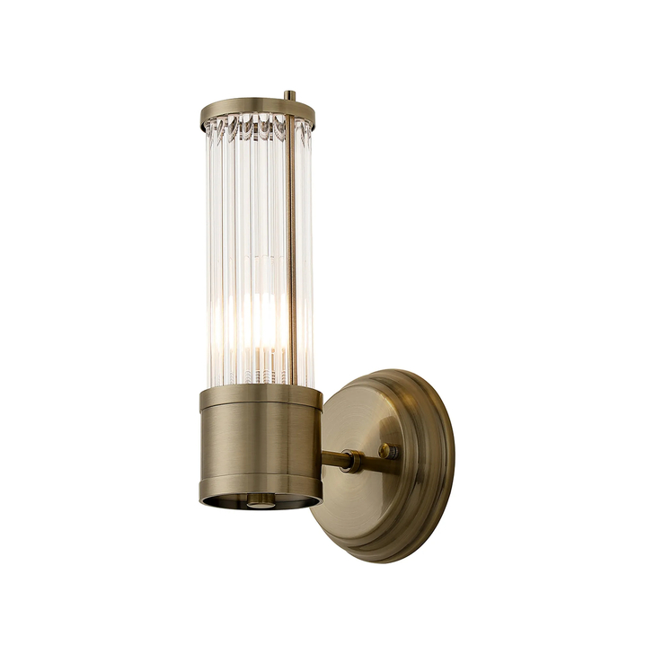 Idolite Pearson 1 Light Antique Brass Bathroom Wall Light - IP44