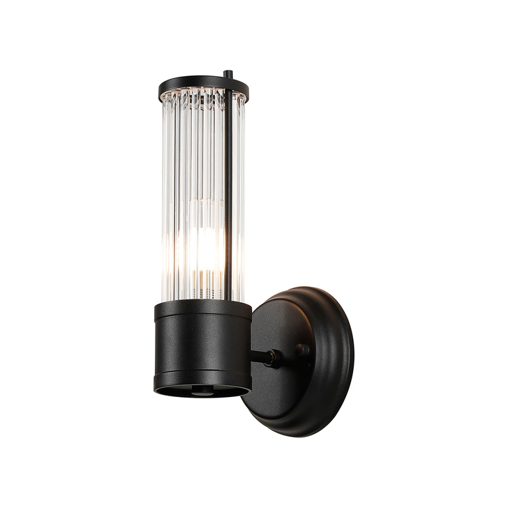 Idolite Pearson 1 Light Satin Black Bathroom Wall Light - IP44