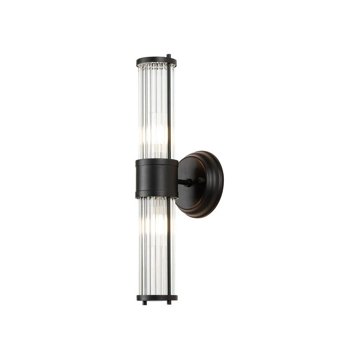 Idolite Pearson 2 Light Up And Down Satin Black Bathroom Wall Light - IP44