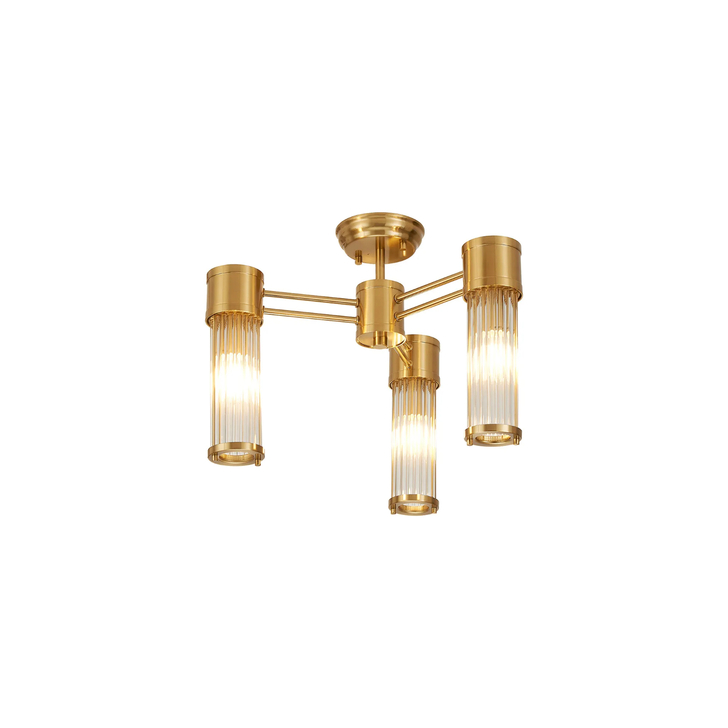 Idolite Pearson 3 Light Semi Flush Bathroom Ceiling Light Gold - IP44