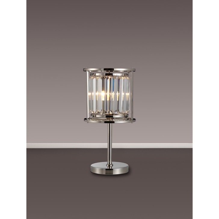 Idolite Petra 1 Light Table Lamp Polished Nickel With Clear Crystal