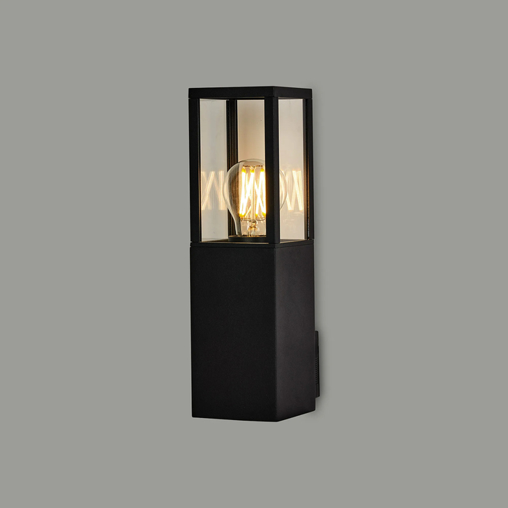 Idolite Pimlico Flush Upward Wall Lamp: 1 x E27: IP54: Graphite Black