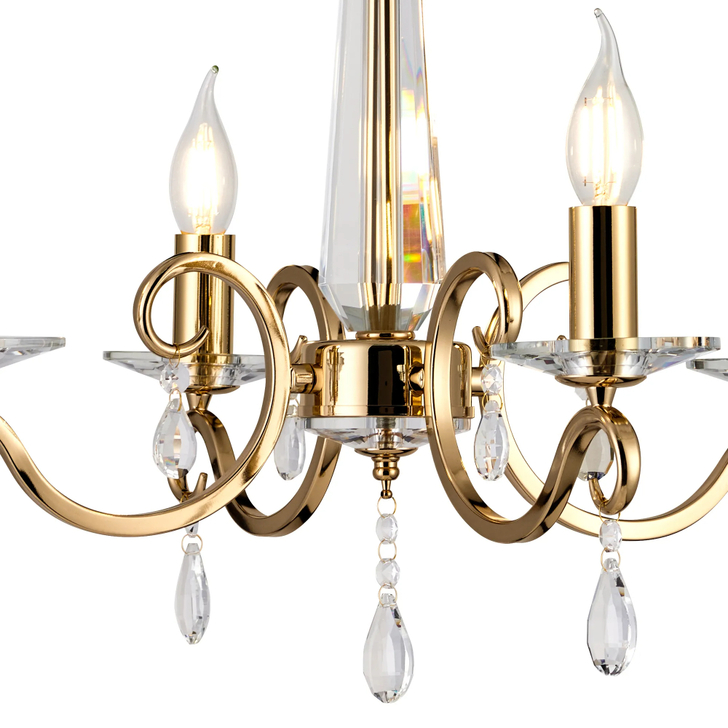Idolite Piti French Gold Finish 4 Light Crystal Chandelier