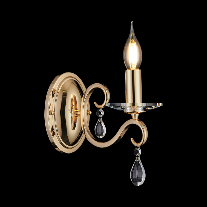 Idolite Piti French Gold Finish Single Crystal Wall Light