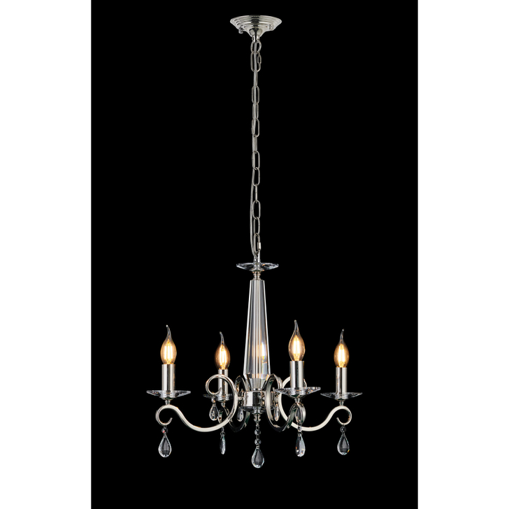 Idolite Piti Polished Nickel 4 Light Crystal Chandelier