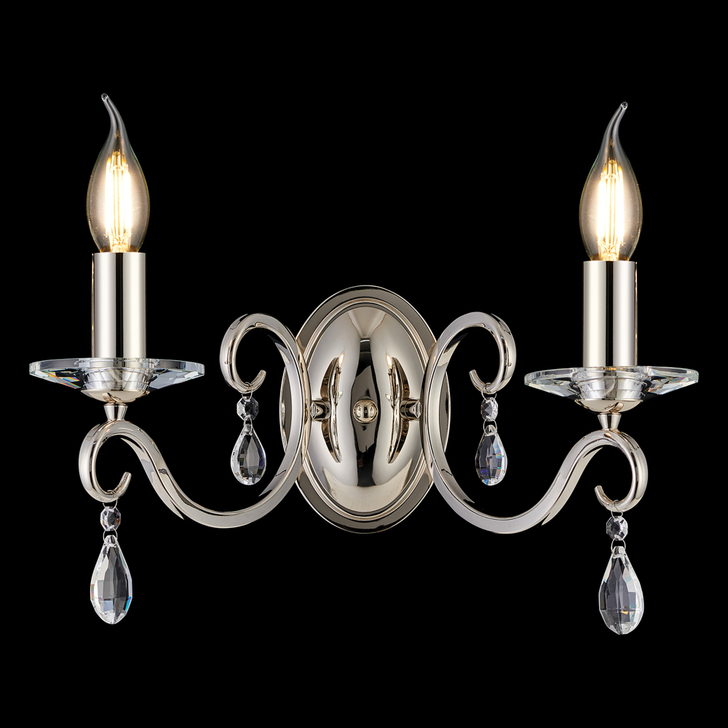 Idolite Piti Polished Nickel Double Crystal Wall Light