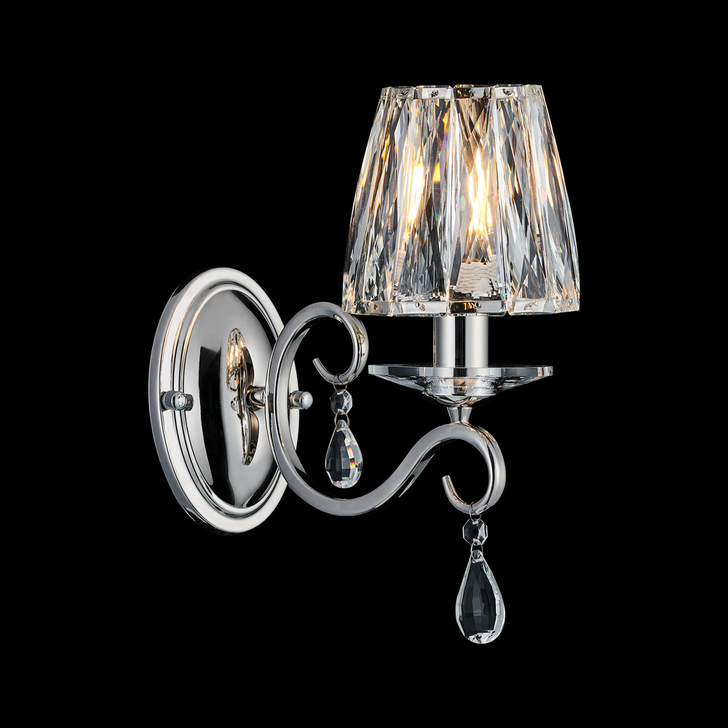 Idolite Piti Polished Nickel Single Crystal Wall Light Complete With Crystal Shade