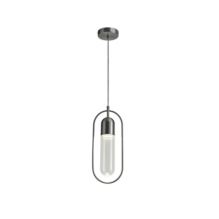 Idolite Queensbury Satin Nickel/Clear Single Pendant