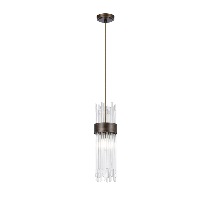 Idolite Raya Single Pendant, 1 Light E14, IP44, Bronze/Clear
