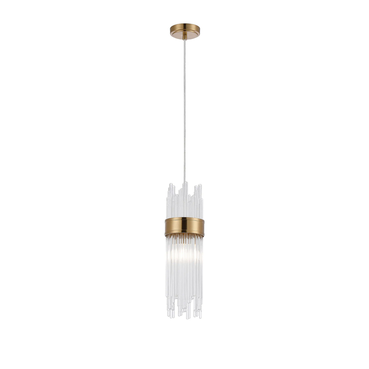Idolite Raya Single Pendant, 1 Light E14, IP44, Gold/Clear