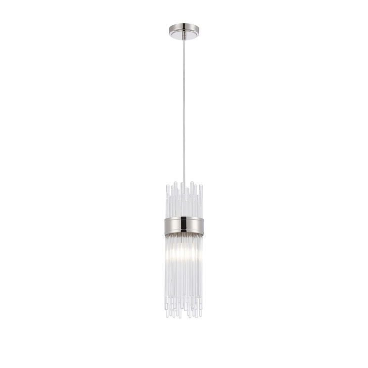 Idolite Raya Single Pendant, 1 Light E14, IP44, Polished Nickel/Clear