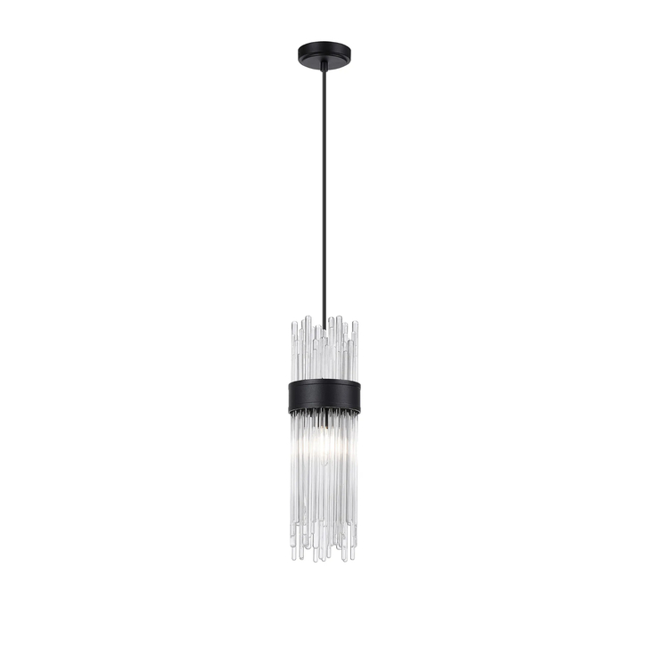 Idolite Raya Single Pendant, 1 Light E14, IP44, Satin Black/Clear