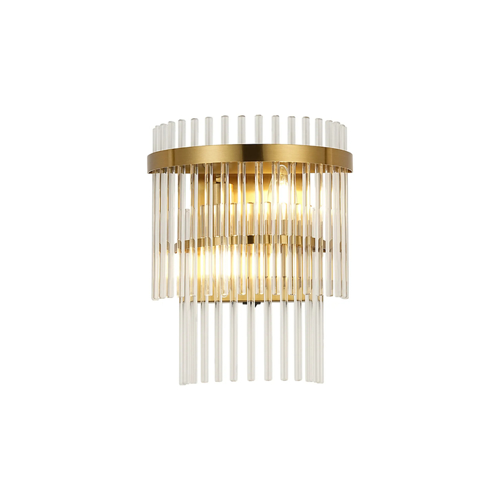 Idolite Ronan Wall Lamp 2 Light E14, Brass/Clear Glass Rods