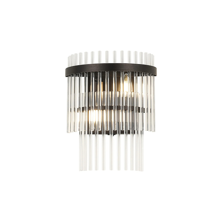 Idolite Ronan Wall Lamp 2 Light E14, Brown Oxide/Clear Glass Rods