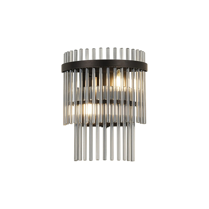 Idolite Ronan Wall Lamp 2 Light E14, Brown Oxide/Smoke Glass Rods
