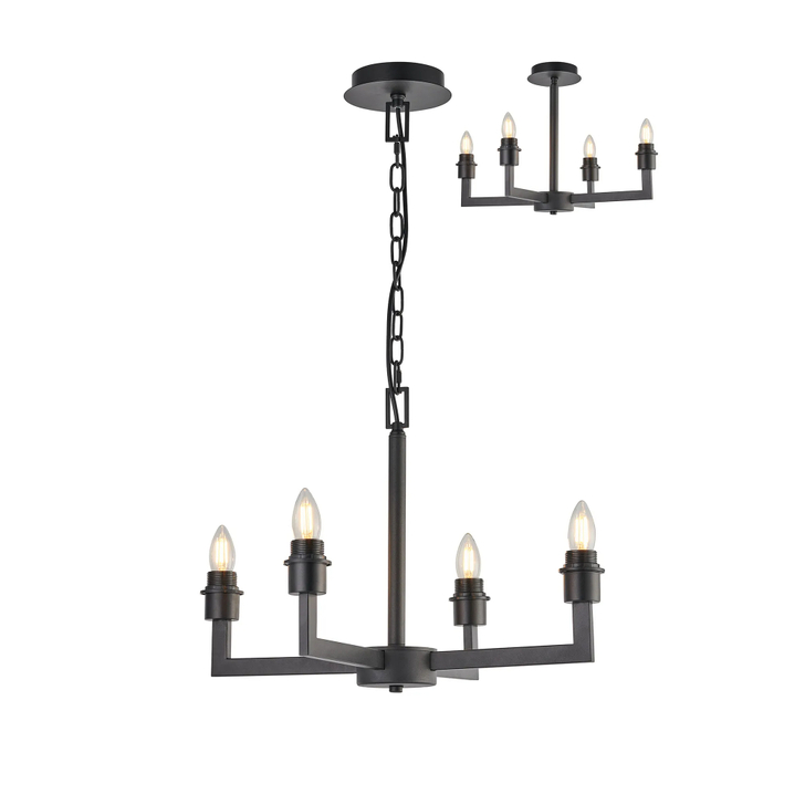 Idolite Ruari Satin Black 4 Light Pendant (Frame Only)