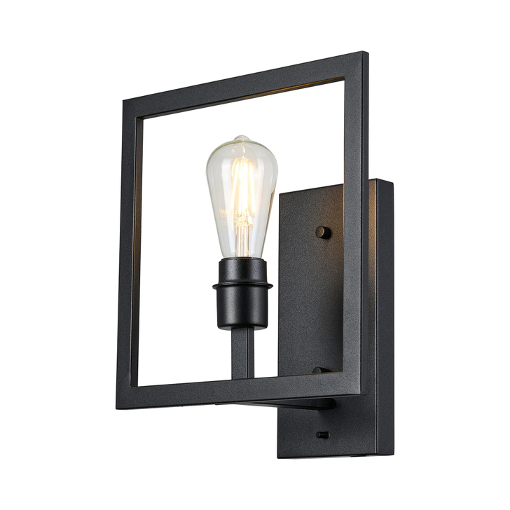 Idolite Ruari Satin Black Front Switched Single Wall Light (Frame Only)