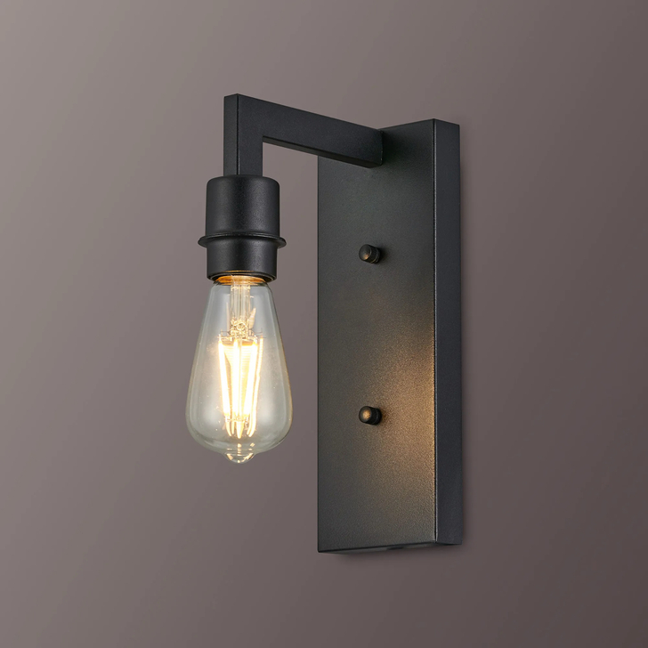 Idolite Ruari Satin Black Over Arm Single Wall Light (Frame Only)