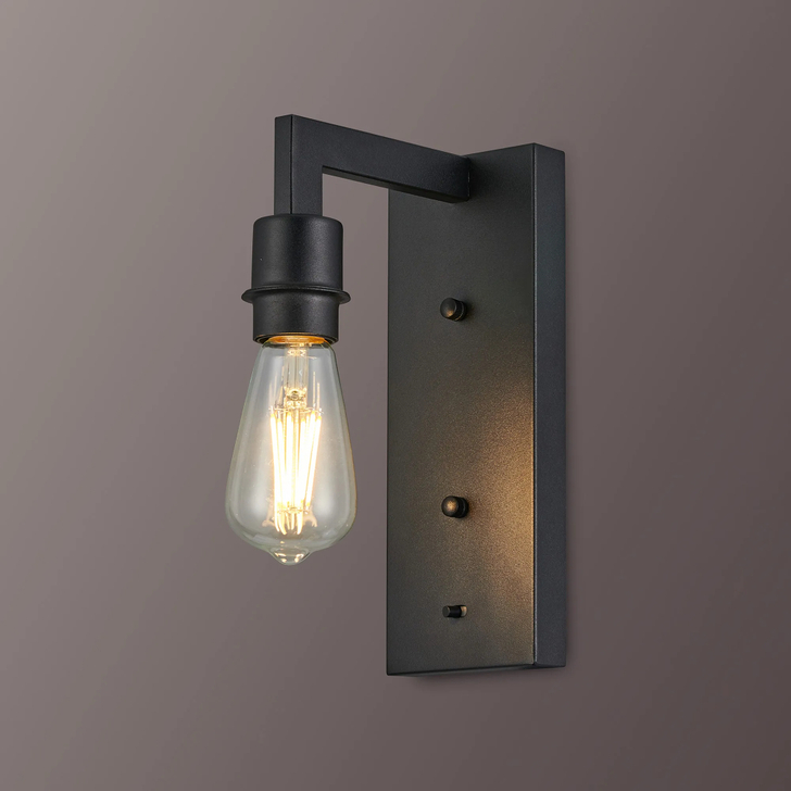 Idolite Ruari Satin Black Over Arm Switched Single Wall Light (Frame Only)