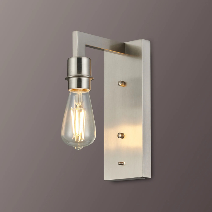 Idolite Ruari Satin Satin Nickel Over Arm Switched Single Wall Light (Frame Only)