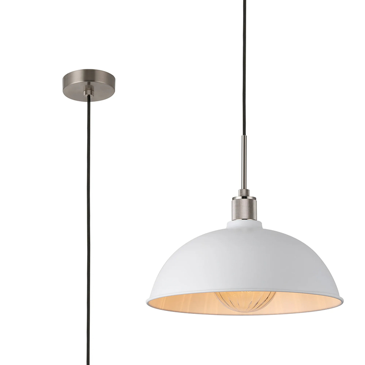 Idolite Rumi Black Knurled Pendant Light With White Dome Metal Shade