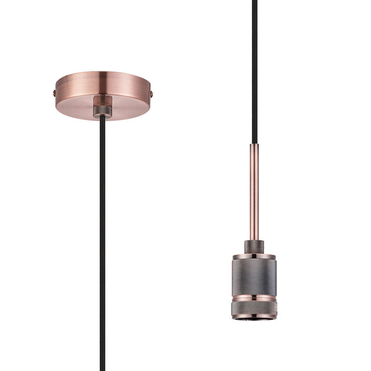 Idolite Rumi Knurled 1 Light Antique Copper Suspension - E27 - 1.6M